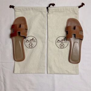 Authentic Oran Hermès Camel Sandals Size36.5